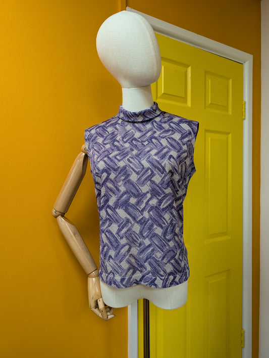 1960s Tricosa purple lurex top - M