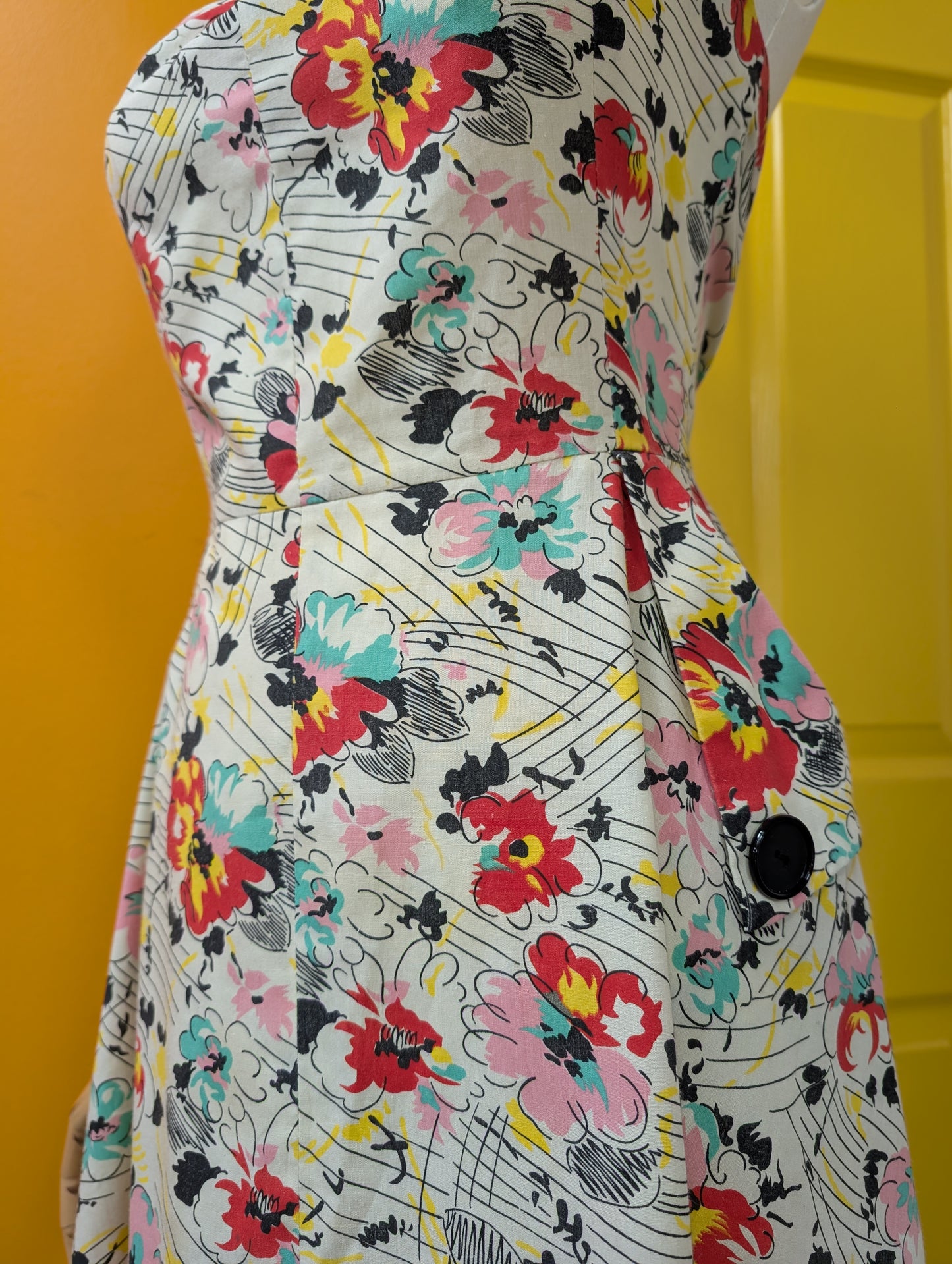 1970s halter neck floral dress - S/10