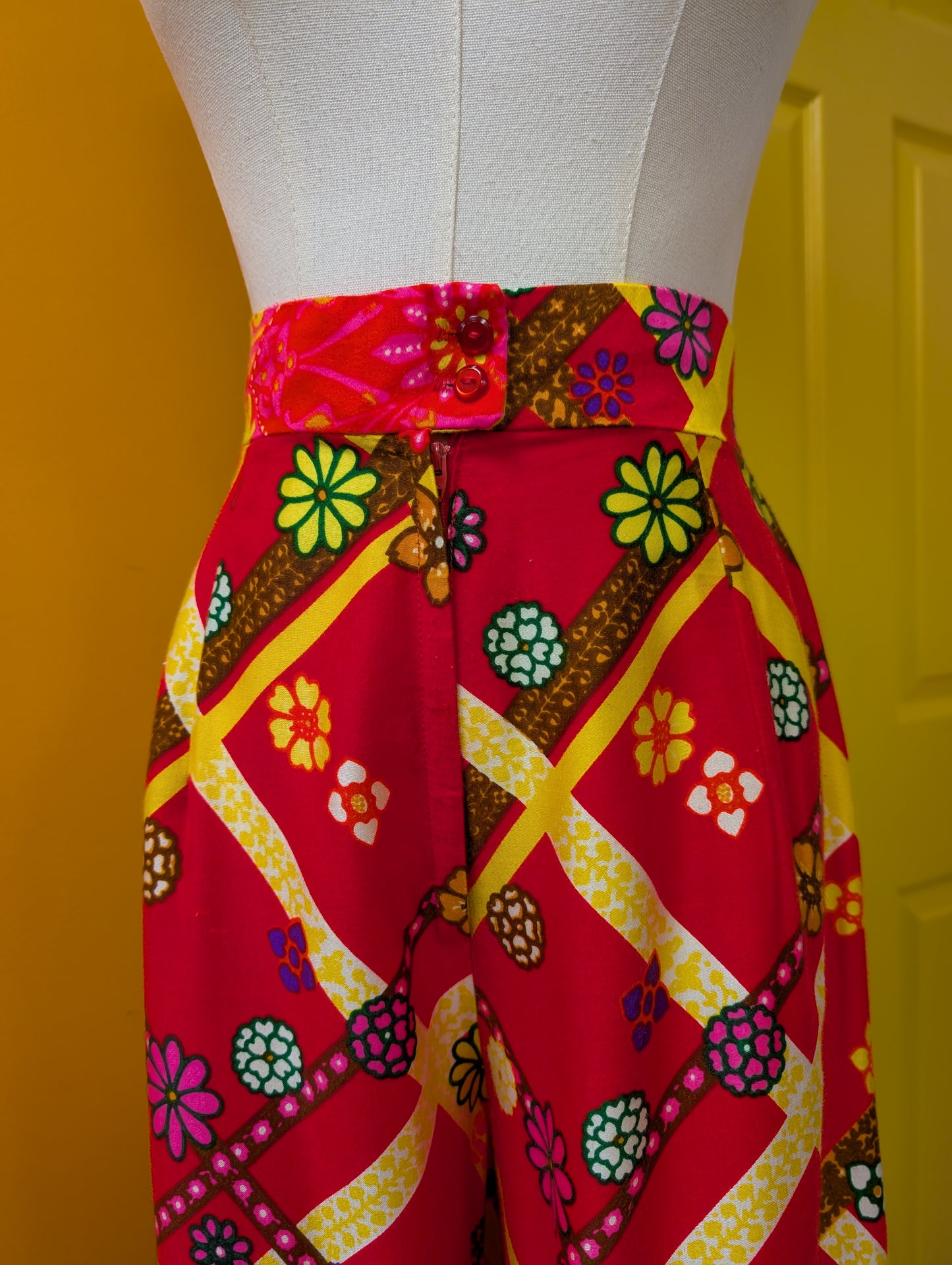 1970s Alex Colman California psychedelic palazzo pants - 26" waist