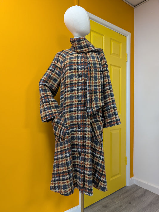 1970s check wool coat - S
