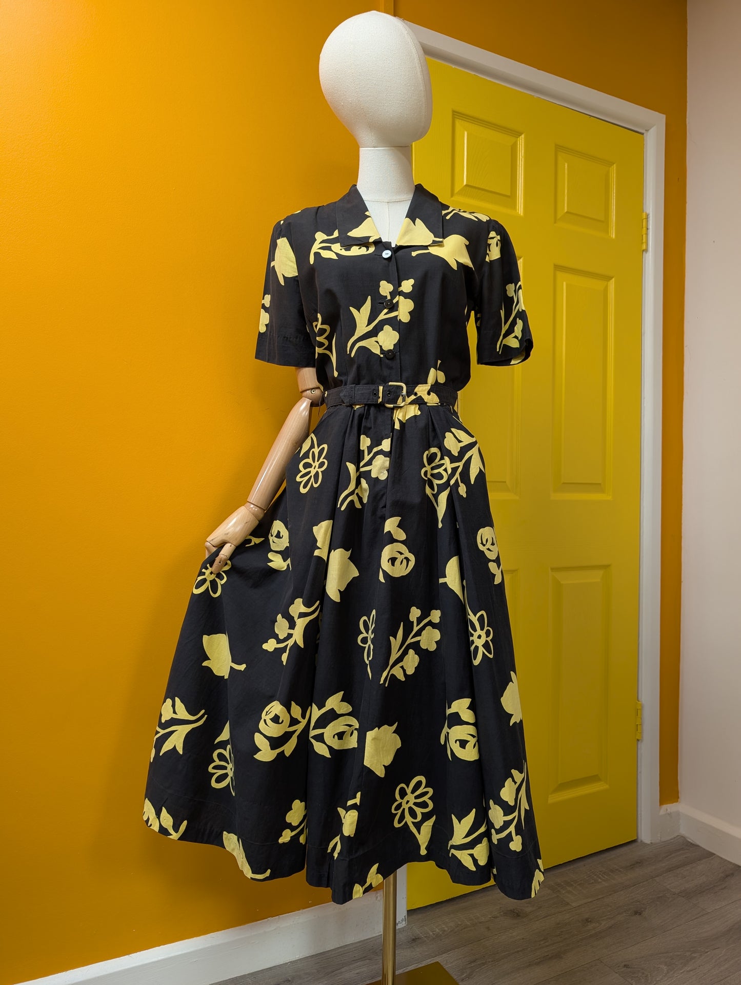 1950s Horrockses floral cotton dress & belt