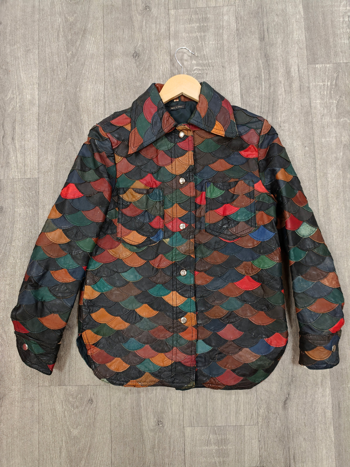1970s fish scale patchwork leather jacket - XS/S