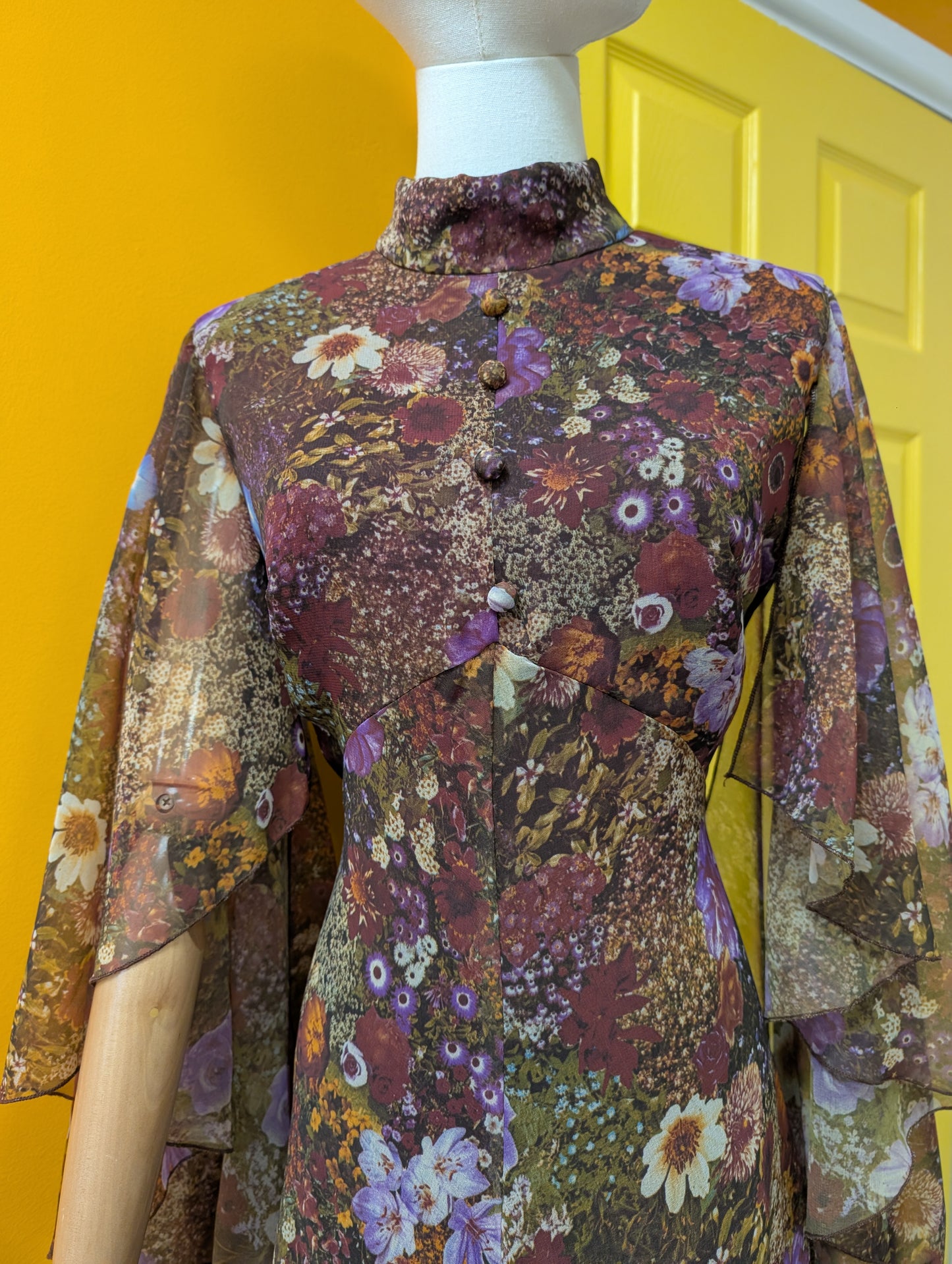 1970s Karida floral maxi dress - M/12