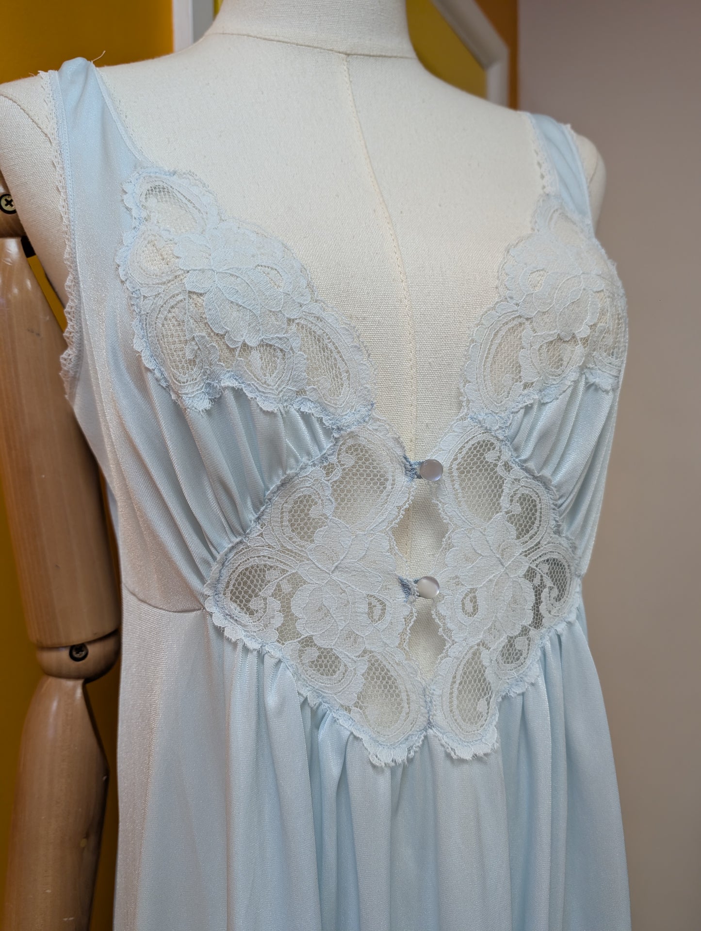 1970s blue nylon nightdress - S/8/10