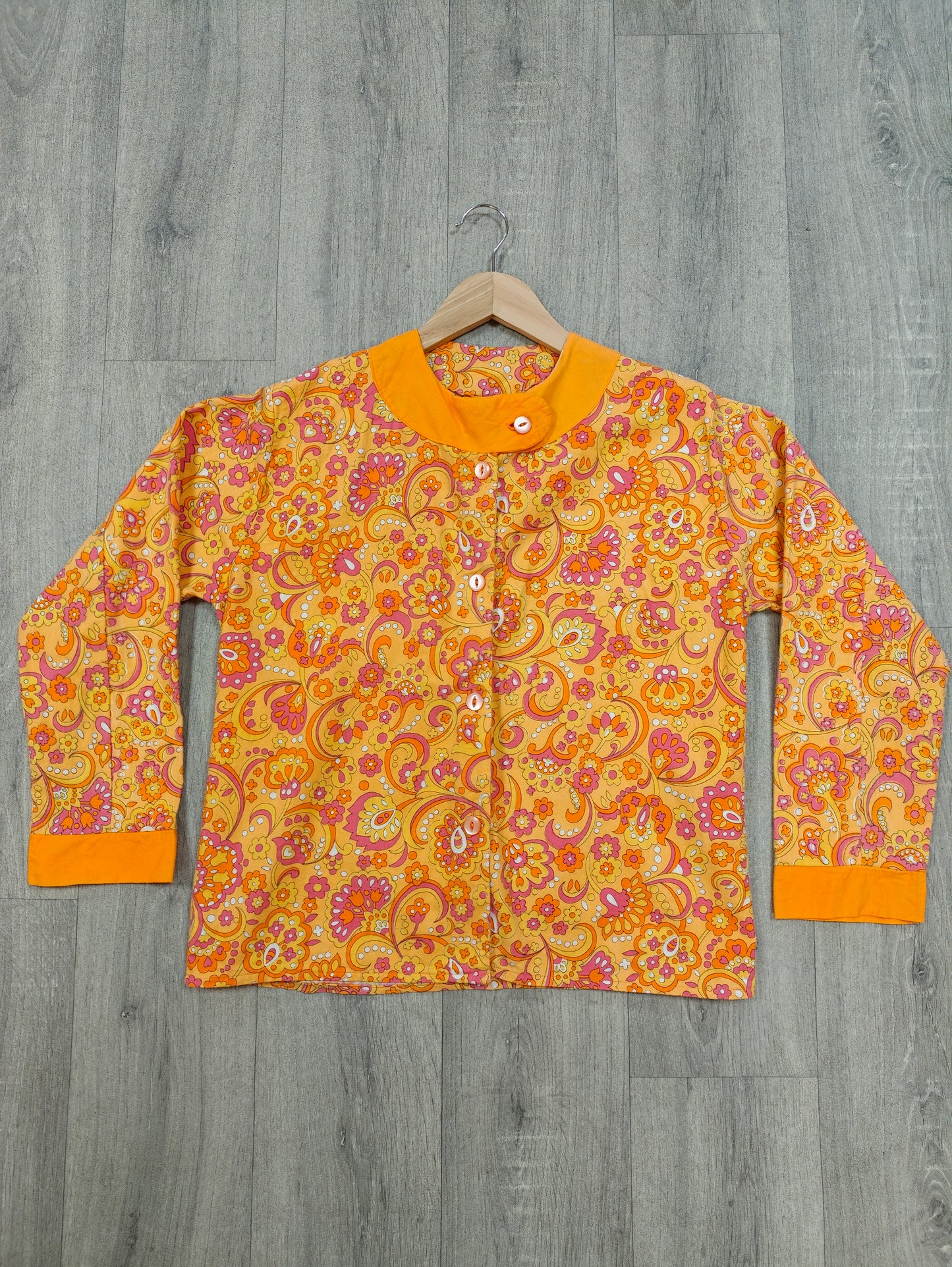 1960s psychedelic orange brushed cotton pyjamas - S