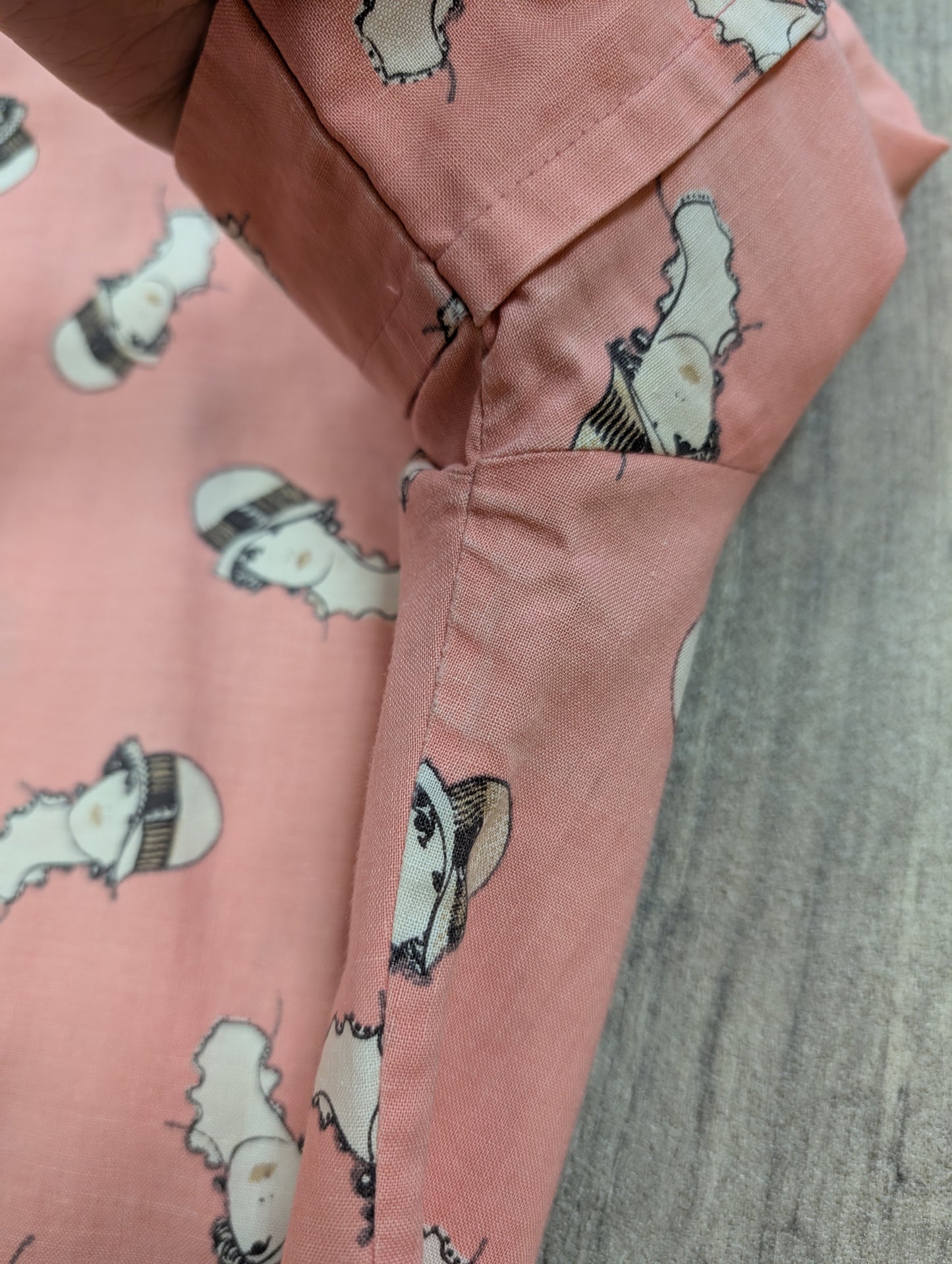 1970s Vinetta pink novelty print cotton shirt - XS