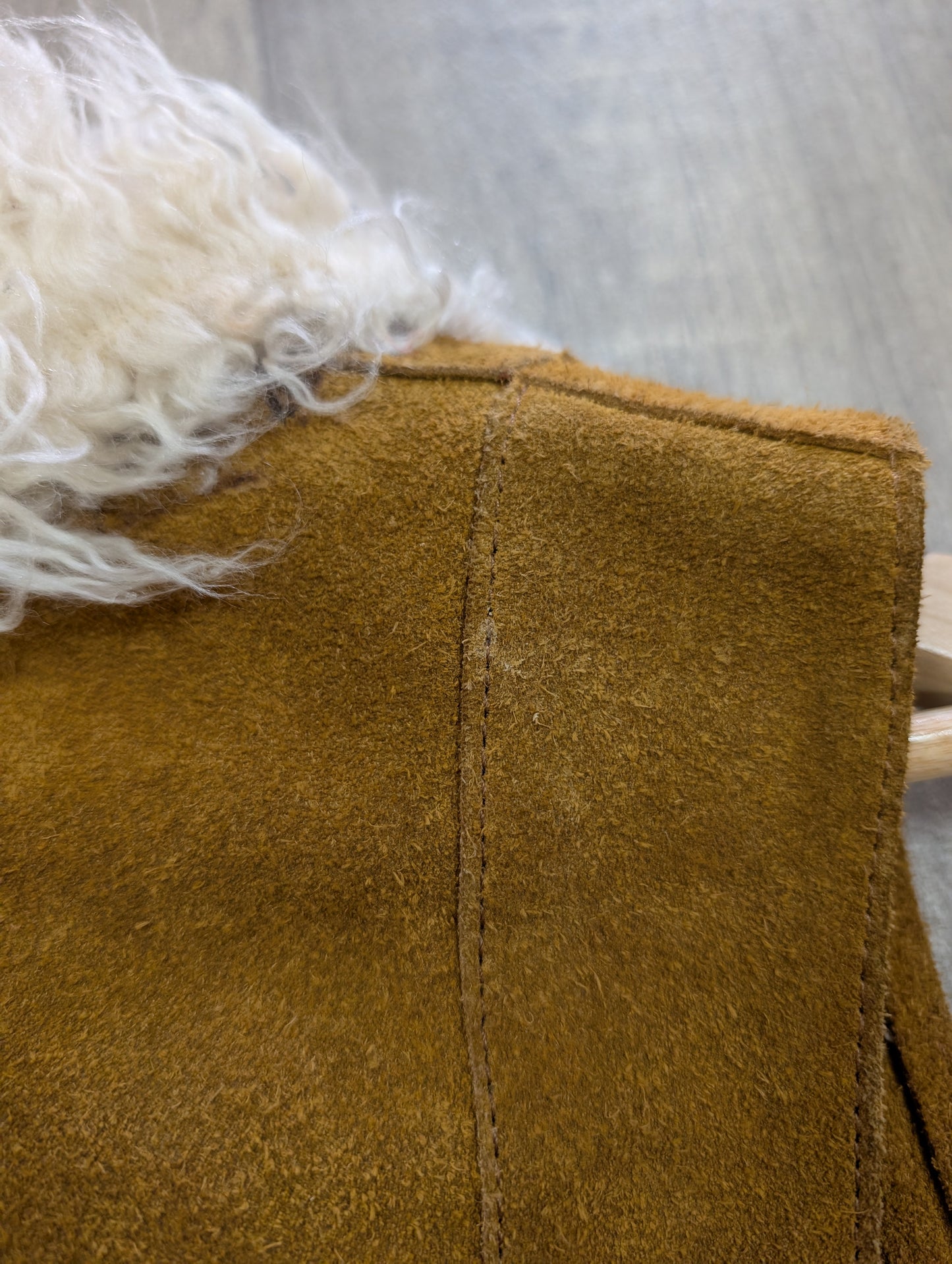 1970s suede waistcoat with faux fur trim - S