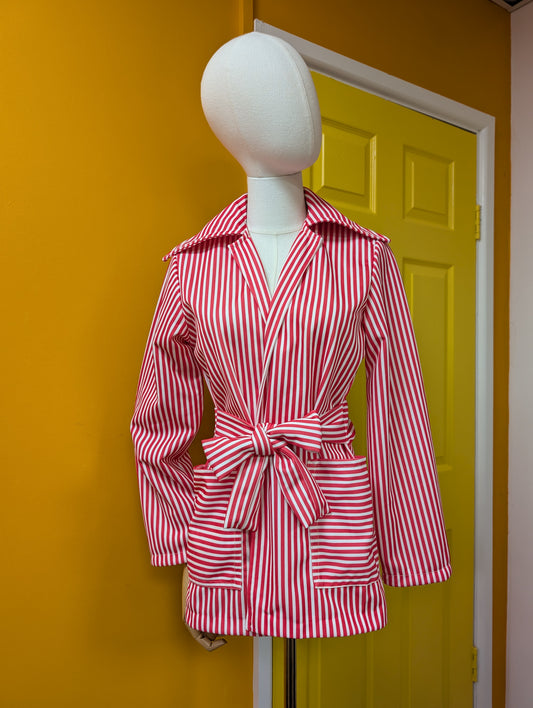1970s pink & white striped jacket - S