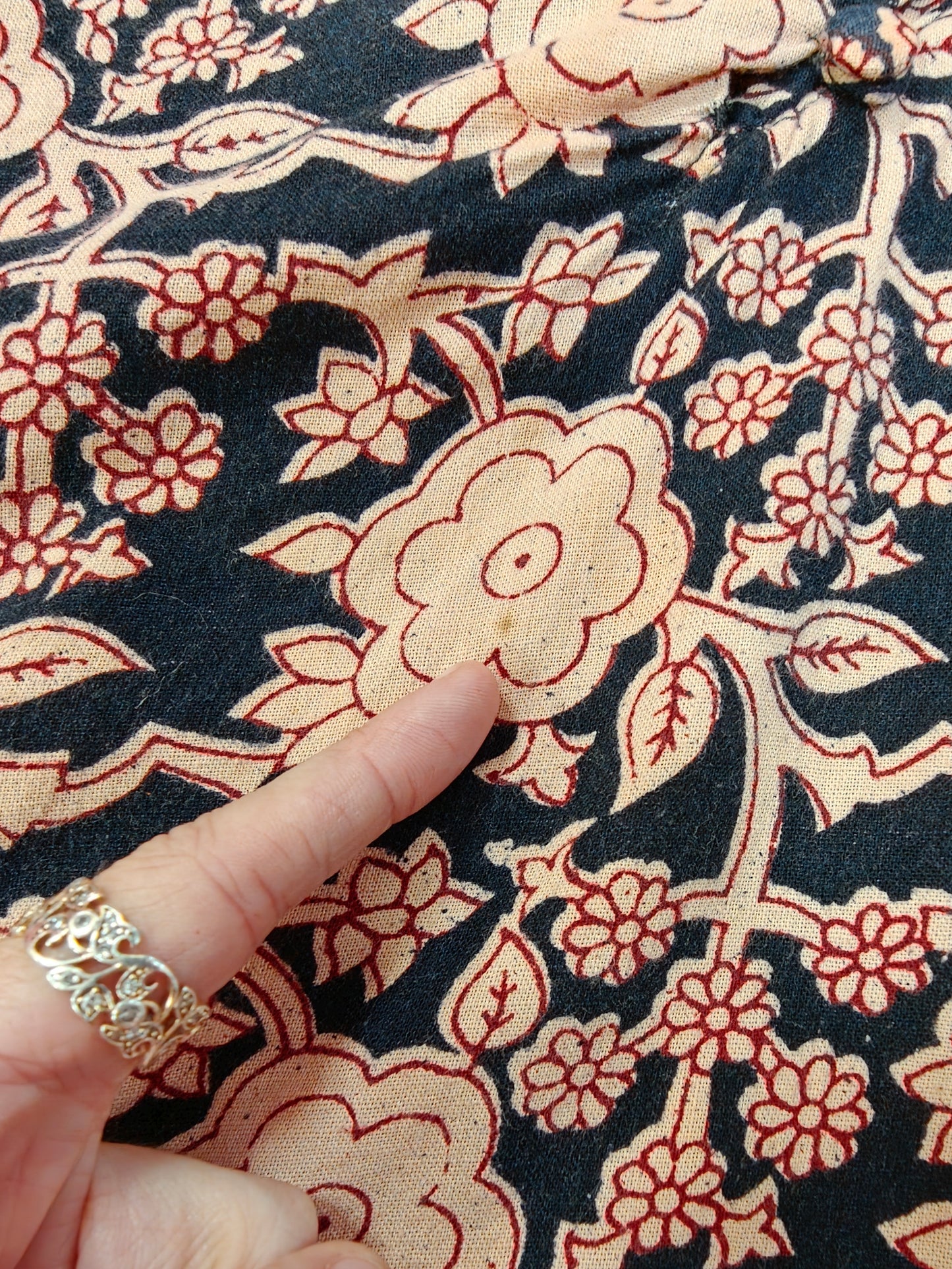 1970s Indian cotton block print maxi dress