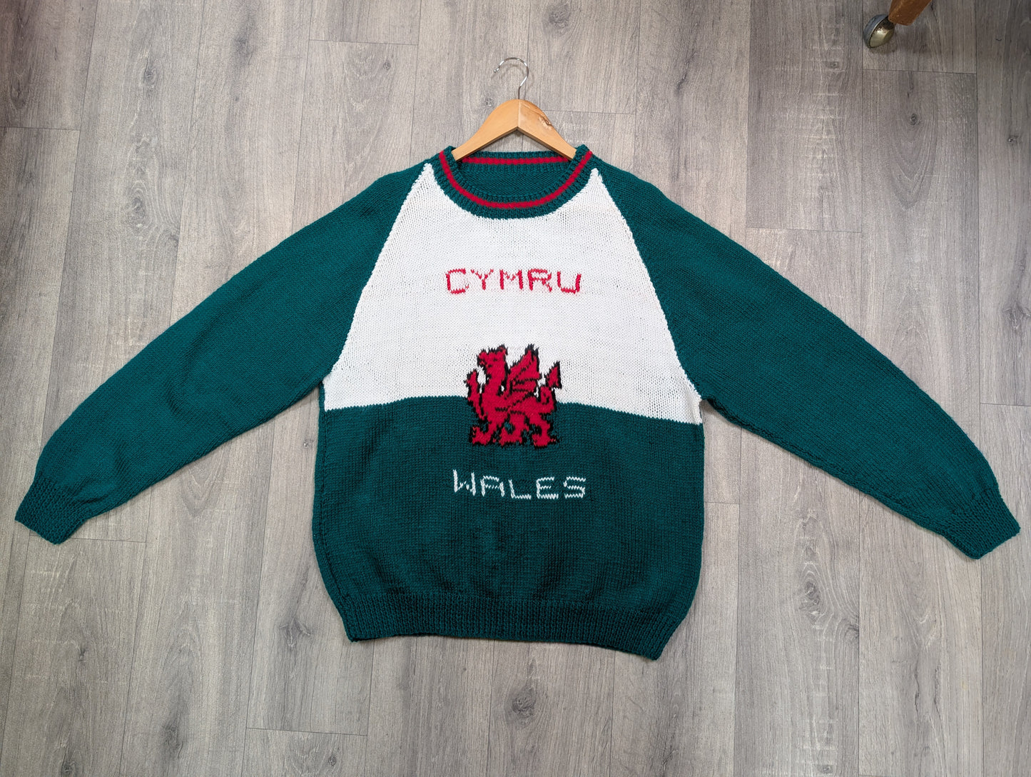 Hand knitted Wales Cymru Am Byth jumper
