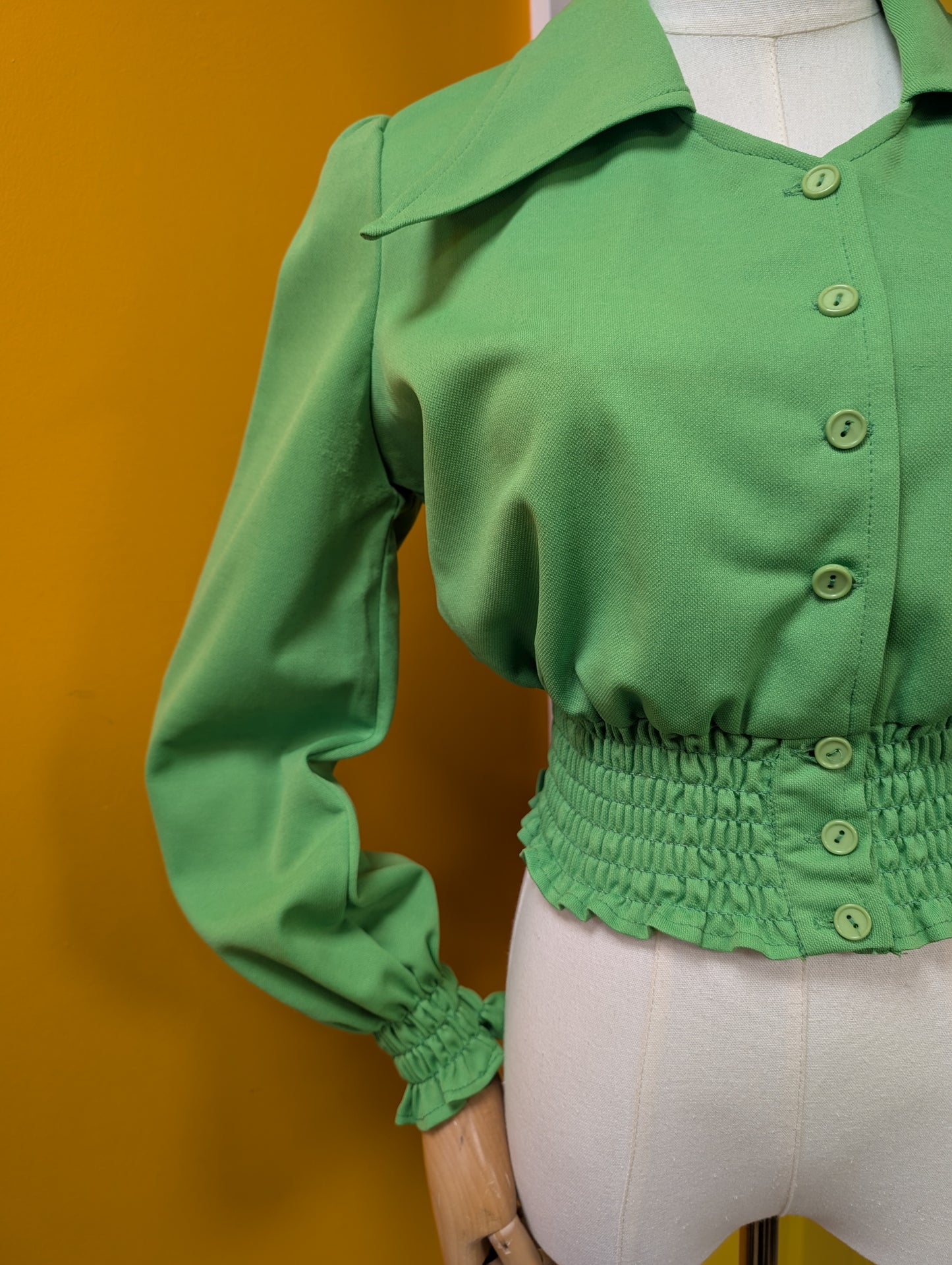 1970s green blouse - XS/S