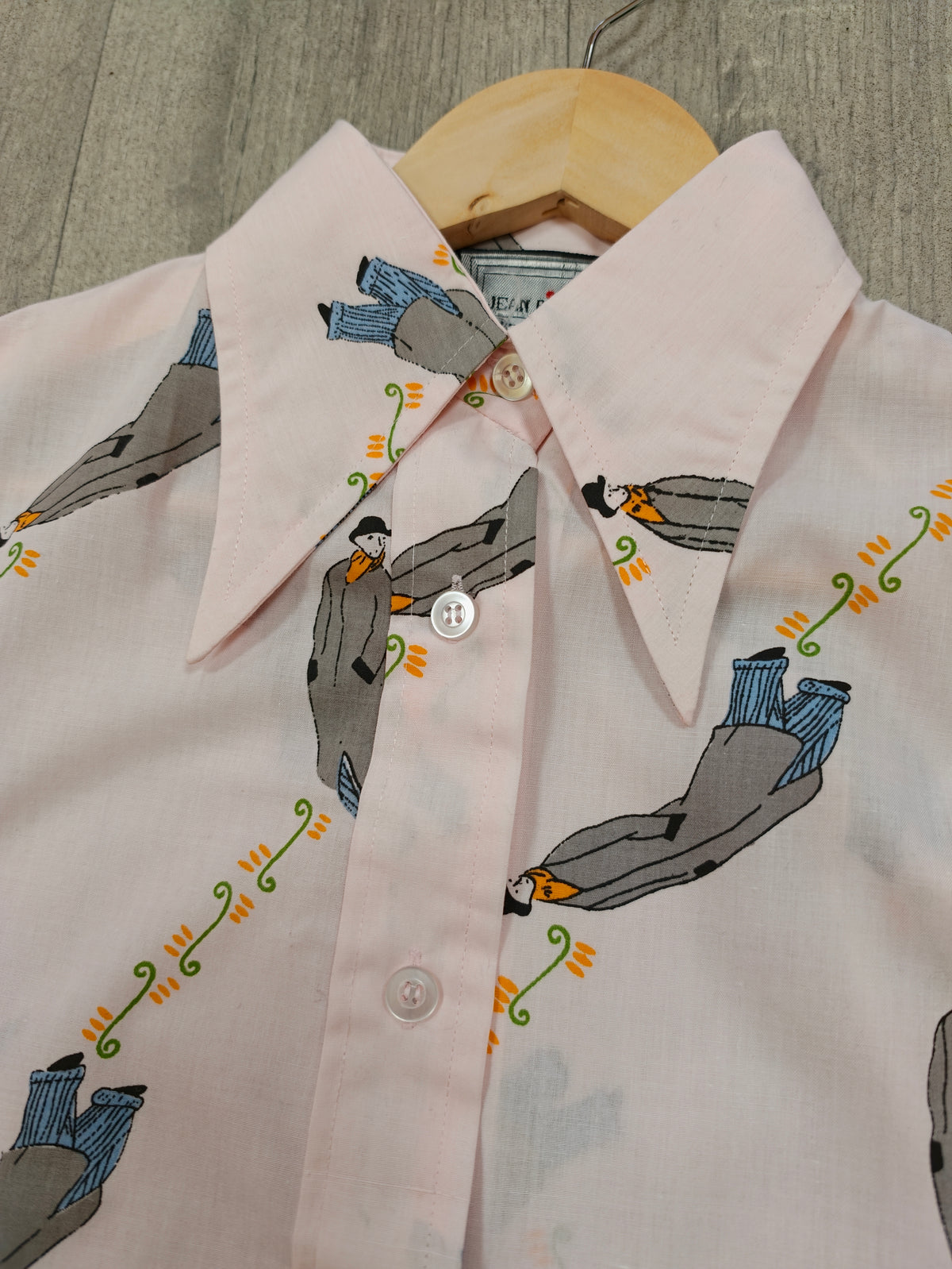 1970s Jean Rive novelty print dagger collar shirt - S