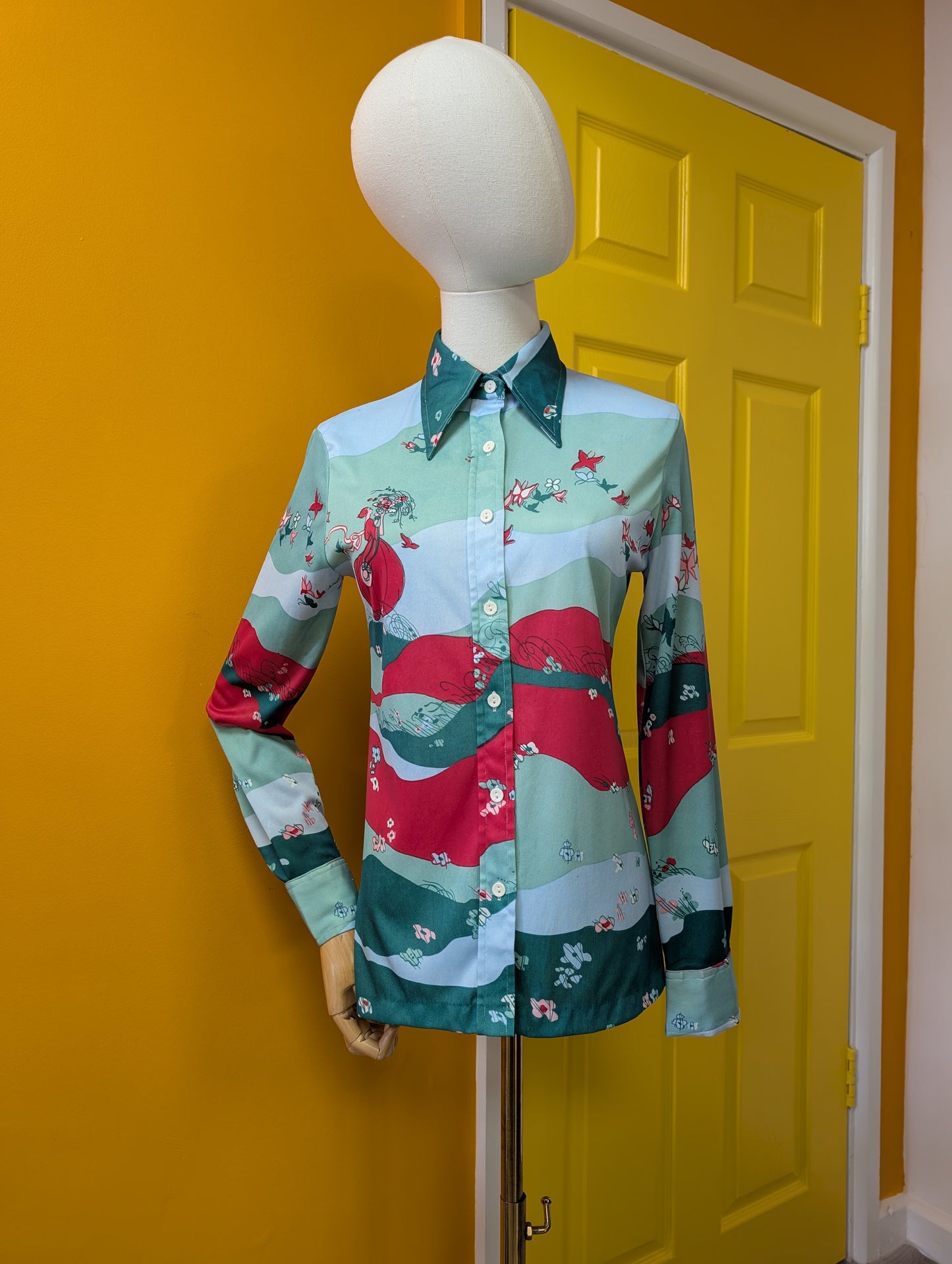 1970s Debenhams novelty print shirt - S