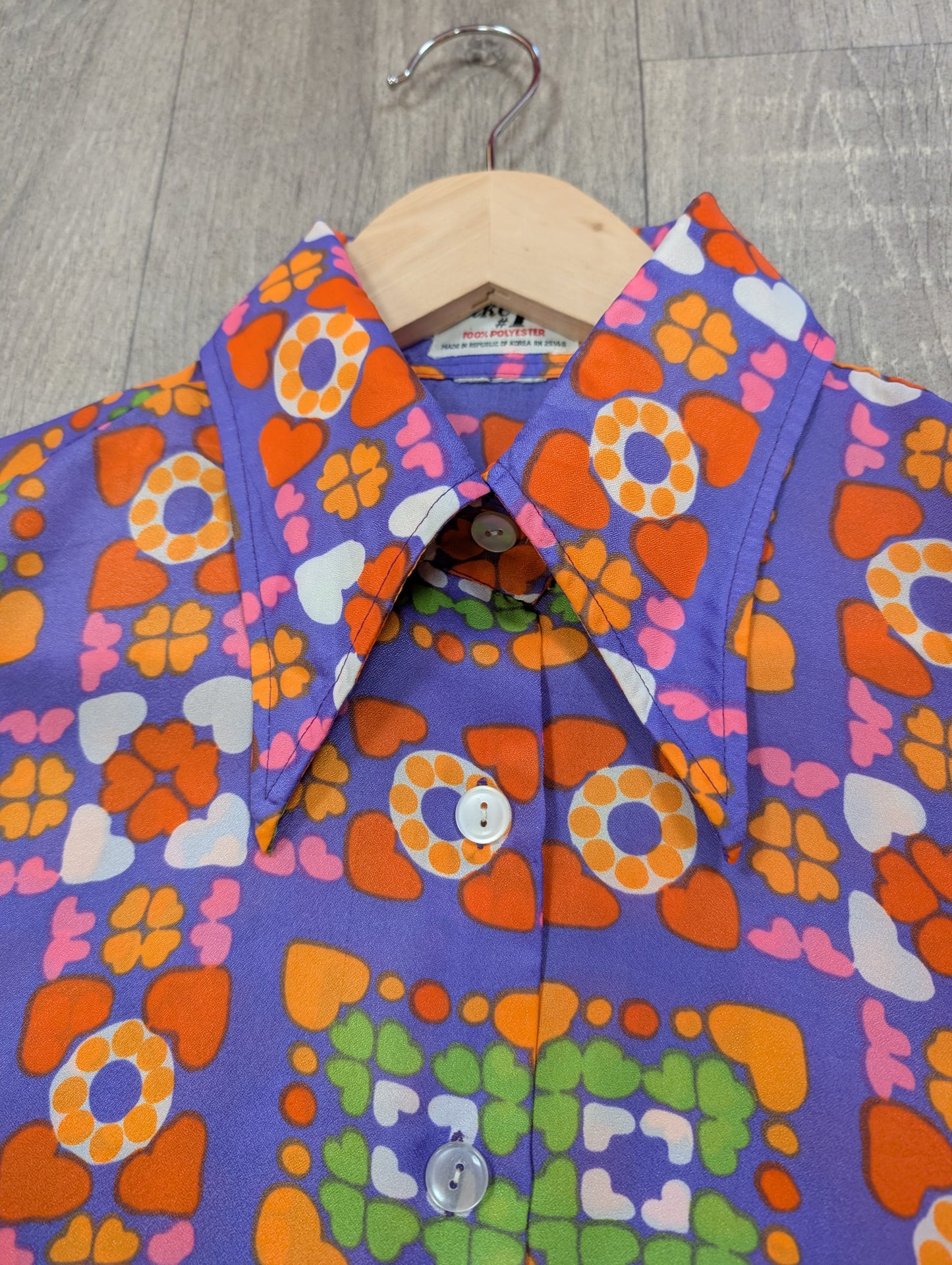 1970s Take #1 psychedelic dagger collar shirt - M