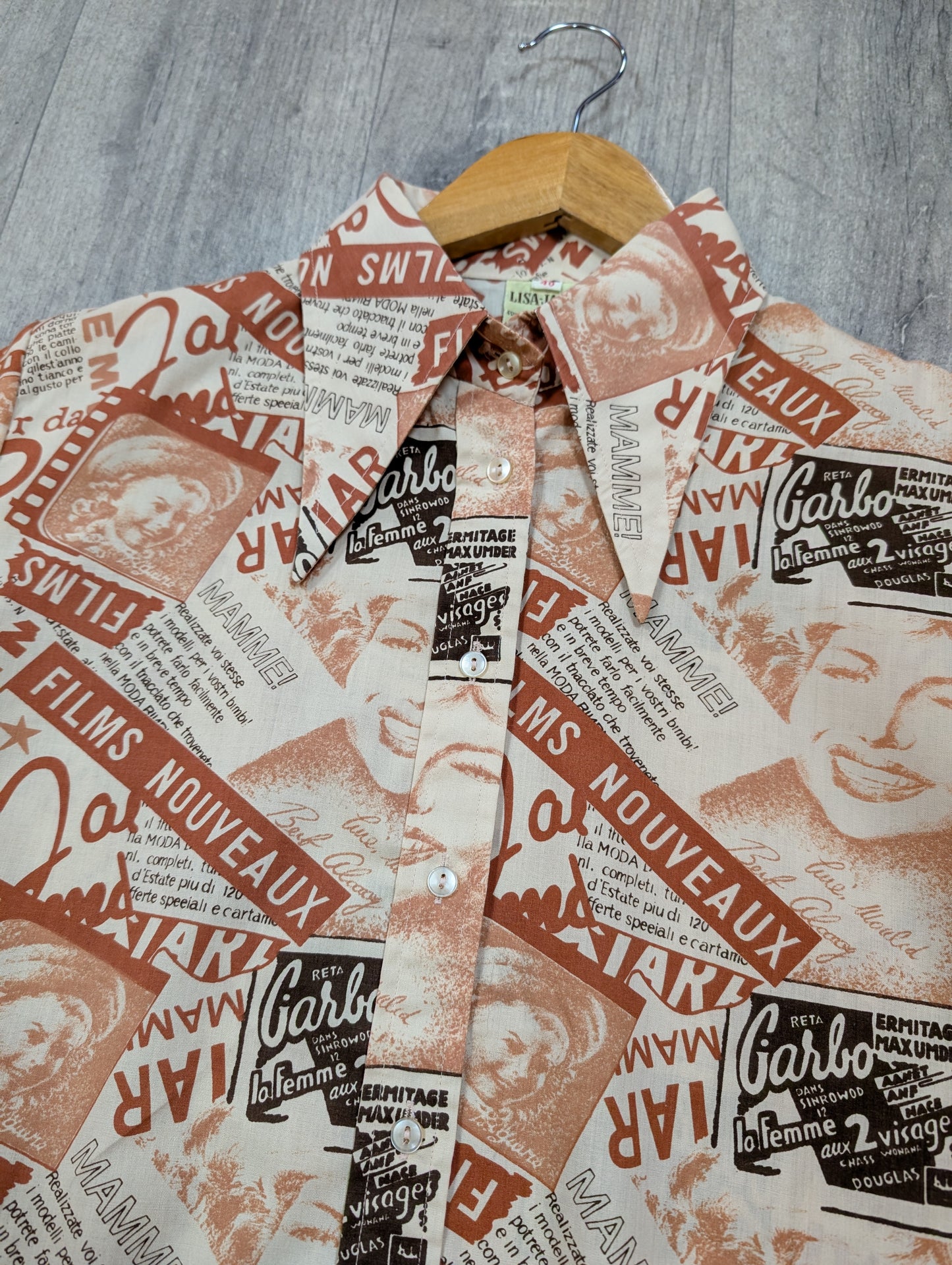 1970s Lisa Jane novelty movie print shirt - M/L