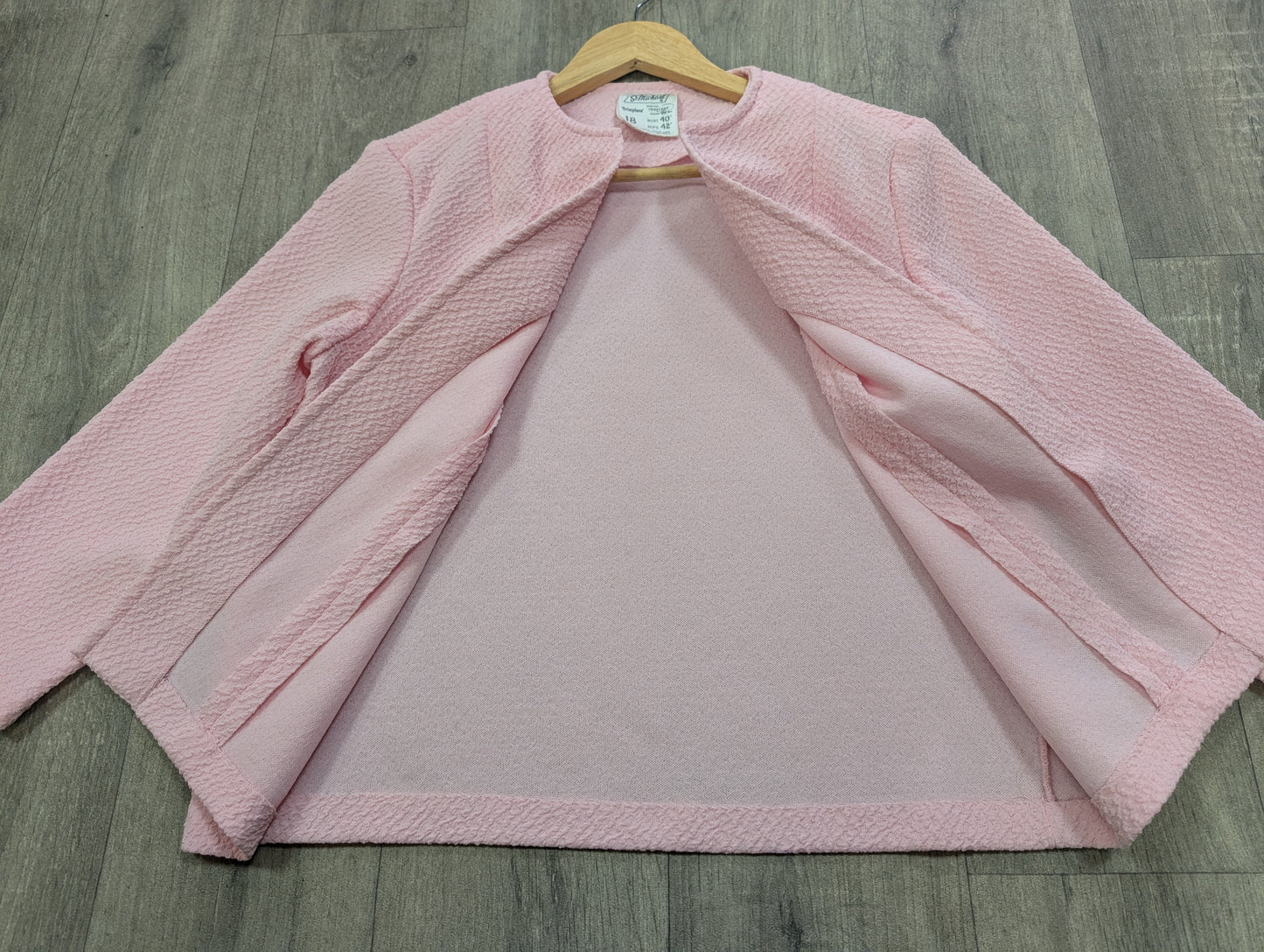 1960s St Michael pink crimplene skirt suit - M/12/14