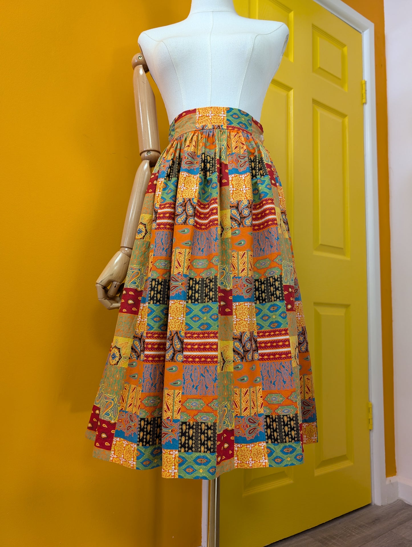Early 1960s patchwork print cotton skirt