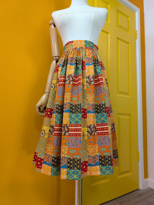 Early 1960s patchwork print cotton skirt