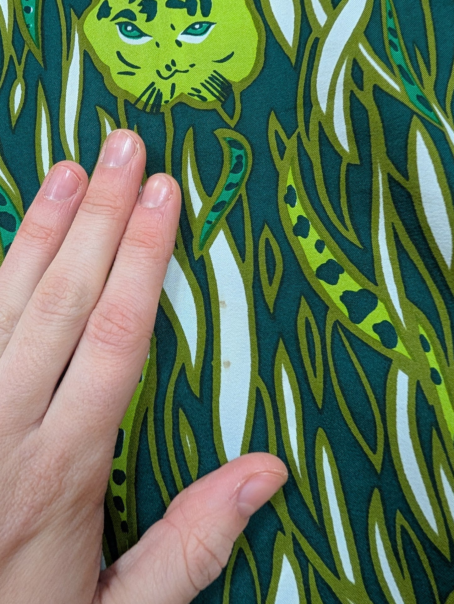 1970s green novelty print tiger shirt - S/M